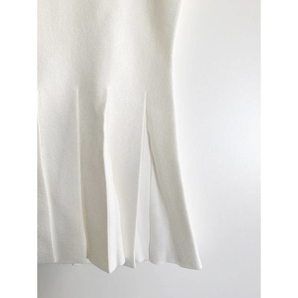 Theory Pleated Peplum Sleeveless Sweater, Eggshell - Picture 9 of 11